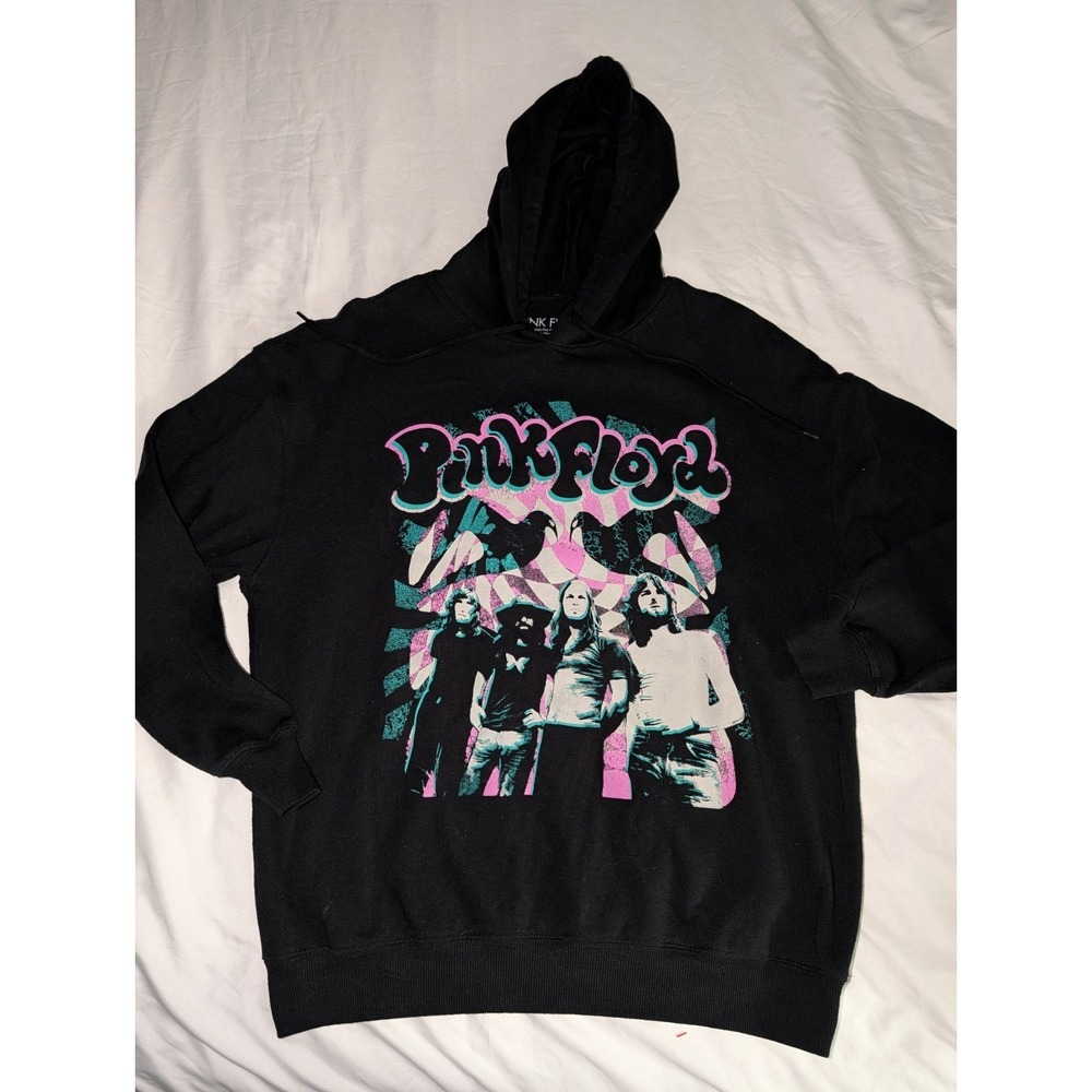 Pink Floyd Adult‎ Large Black Graphic Print Long Sleeve Band Hoodie Sweatshirt